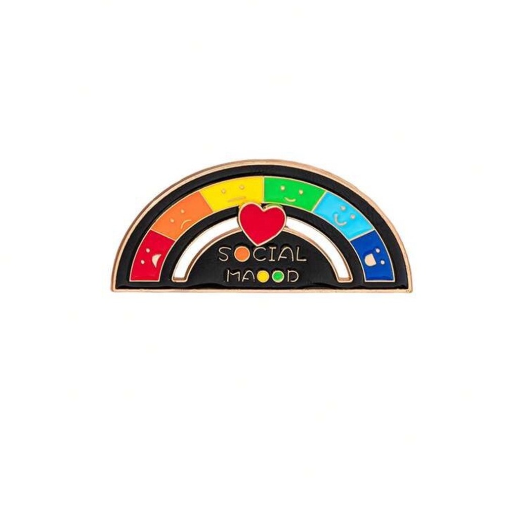 Social Battery/Mood Rainbow Enamel Pin - Multicolor Heart Design